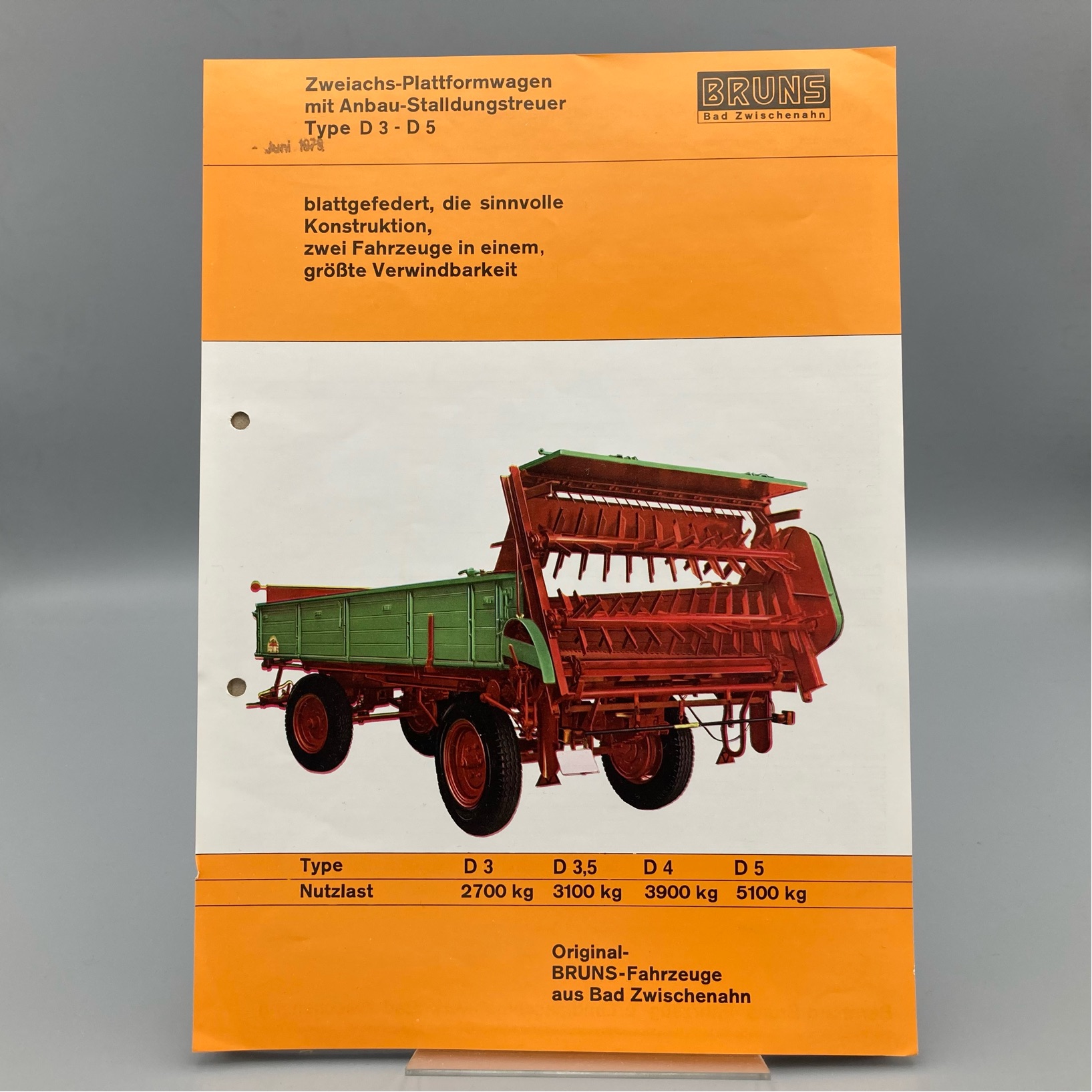 BERNHARD BRUNS Prospekt Zweiachs-Plattformwagen/Stalldungstreuer