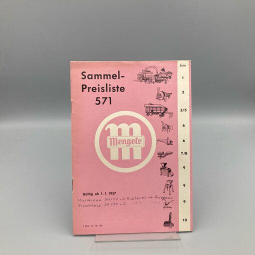 MENGELE Preisliste 571, ab 1.1.1957