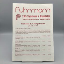 FUHRMANN Preisliste für Dungstreuer 07/1977 Streublitz