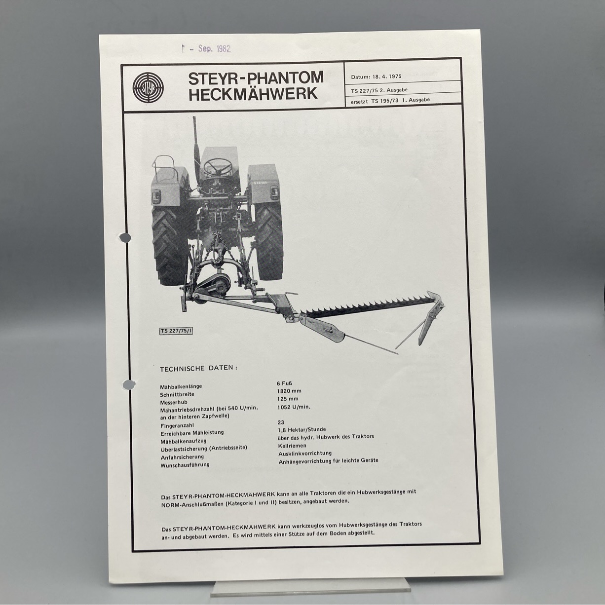 STEYR Technische Daten zu PHANTOM Heckmähwerk
