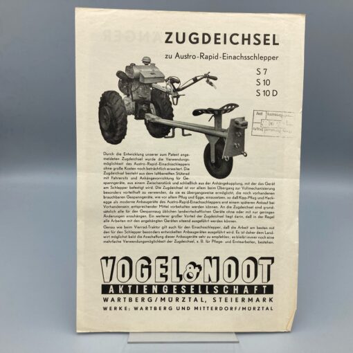 VOGEL & NOOT Prospekt Einachs-Anhänger zu AUSTRO-RAPID-Einachsschlepper
