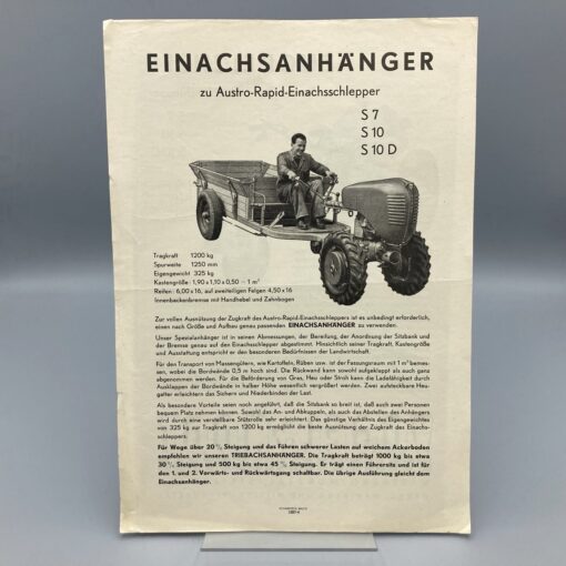 VOGEL & NOOT Prospekt Einachs-Anhänger zu AUSTRO-RAPID-Einachsschlepper