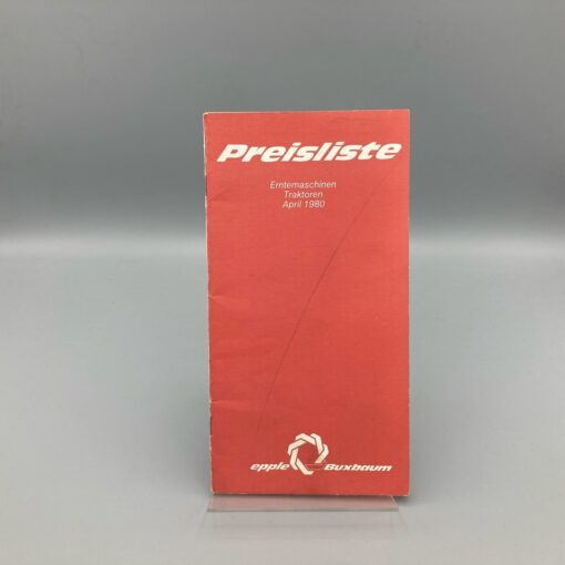 EPPLE Preisliste Erntemaschinen, Traktoren 04/1980