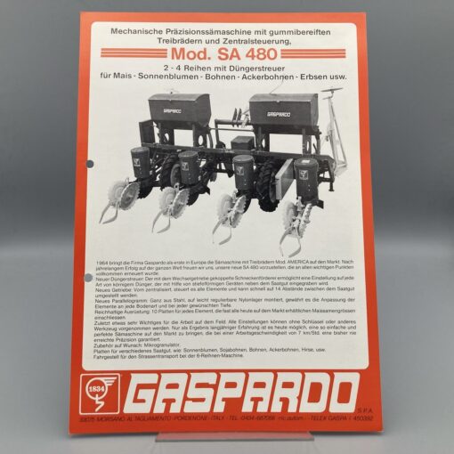 GASPARDO Prospekt Präzisionssämaschine Mod. SA480