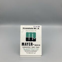 MAYER WAREN Preisliste Nr. 2 Maschinen-Programm '77