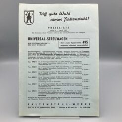 PLATENSTAHL Preisliste Universal-Streuwagen Typenreihe 495
