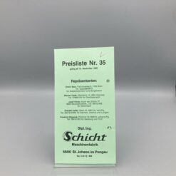 SCHICHT Preisliste Nr. 36 Miststreuer u. Anhänger