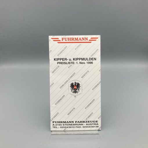 FUHRMANN Preisliste Kipper- u. Kippmulden Nov. 1996