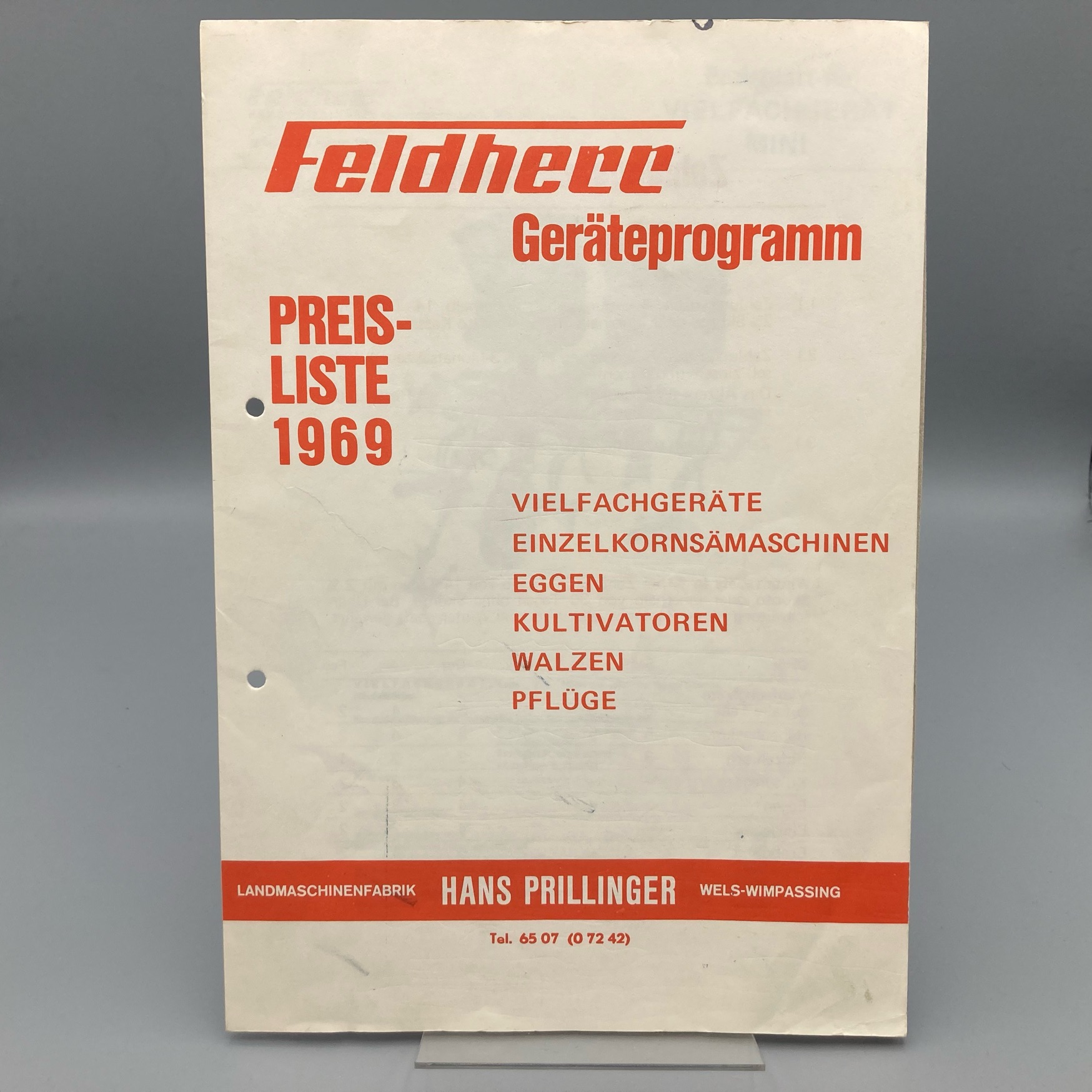 FELDHERR Preisliste '69 Vielfachgeräte, Sämaschinen, Eggen, Pflüge, Walzen, Kultivatoren