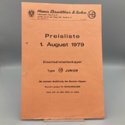 BRANTNER Preisliste 1979 Einachs-Dreiseiten-Kipper "Junior" (Kopie)