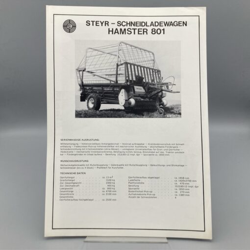 STEYR Technische Daten Ladewagen Hamster 801