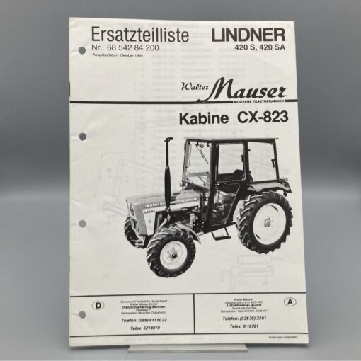 MAUSER Ersatzteilliste für Lindner Traktor Kabine CX-823