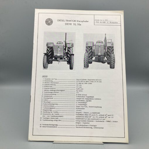 STEYR Technische Daten zu Diesel-Traktor 70/70a