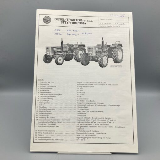 STEYR Technische Daten zu Diesel-Traktor 1100/1100a
