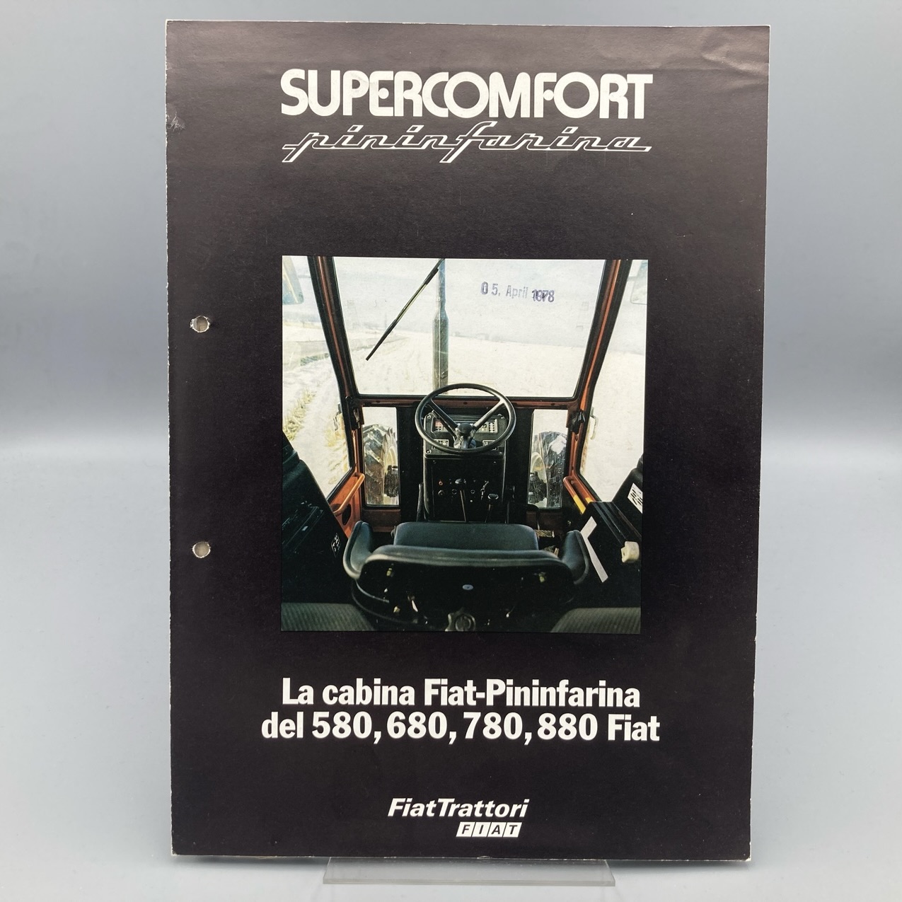 FIAT Prospekt Traktor-Kabine "supercomfort pininfarina" (Italienisch!)