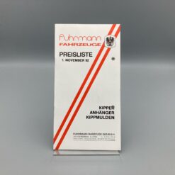 FUHRMANN Preisliste Kipper, Anhänger, Kippmulden 11/1992