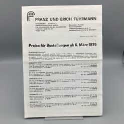 FUHRMANN Preisliste 03/1976 Streublitz
