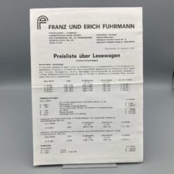 FUHRMANN Preisliste 11/1974 Lesewagen