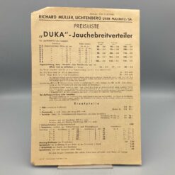 R. MÜLLER Prospekt Preisliste DUKA-Jauchebreitverteiler