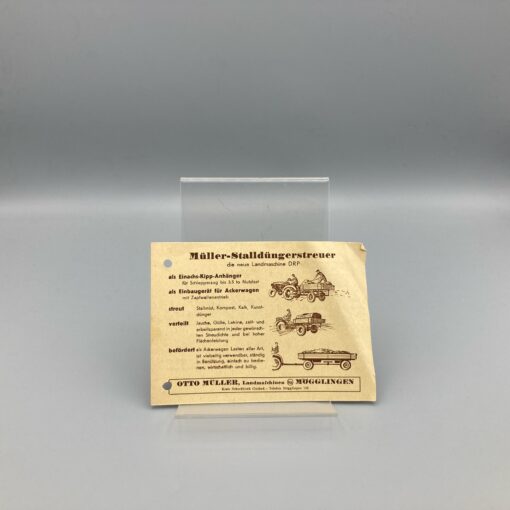 O. MÜLLER Prospekt/Postkarte Stalldüngerstreuer