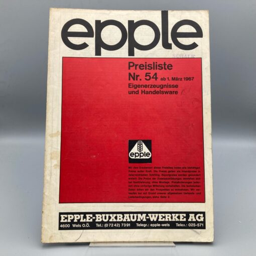 EPPLE Preisliste Eigenerzeugnisse u. Handelsware Nr. 54, 03/1967