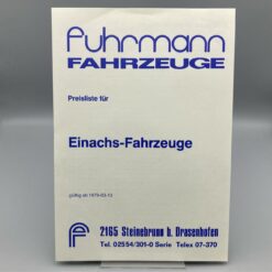 FUHRMANN Preisliste Einachs-Fahrzeuge 1979