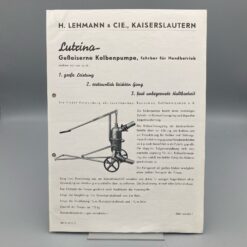 LEHMANN & CIE Prospekt Kolbenpumpe LUTRINA