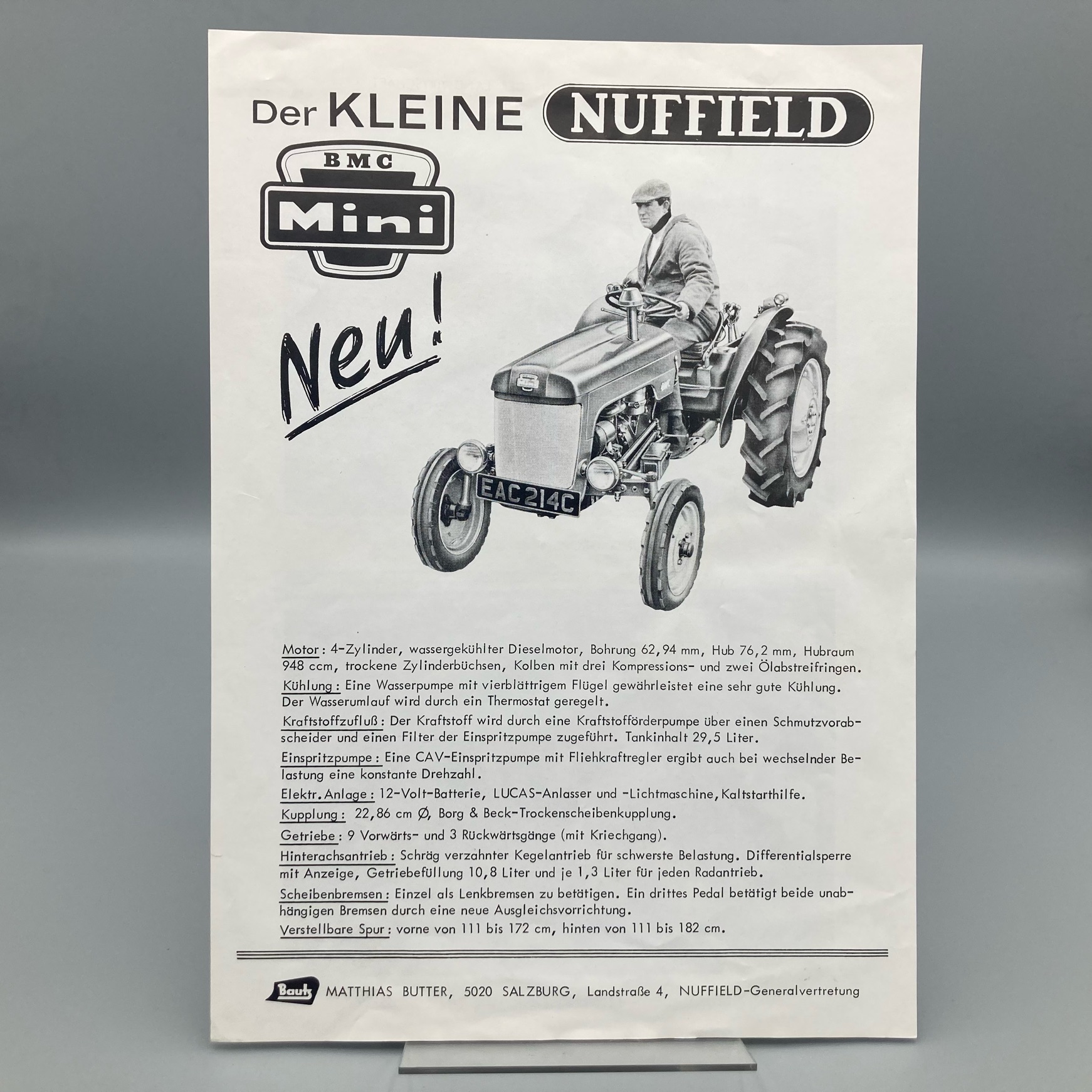 NUFFIELD Prospekt Traktor "Der kleine Nuffield" BMC Mini