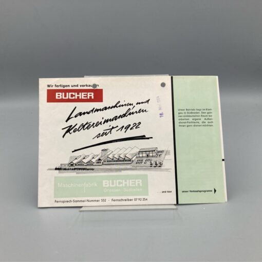 BUCHER Prospekt Landmaschinen und Keltereimaschinen seit 1922