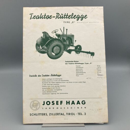 J. HAAG Prospekt Traktor-Rüttelegge