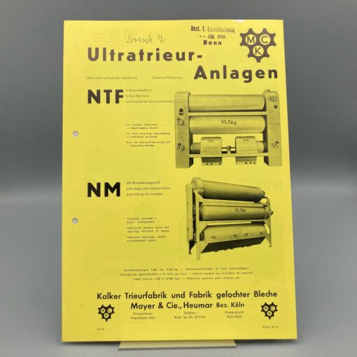 MCK MAYER & Cie Prospekt Ultratrieur-Anlagen