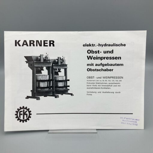 KARNER Prospekt Obst- und Weinpressen