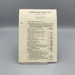 LINDNER Preisliste Traktor Bauernfreund BF45N 01/1965