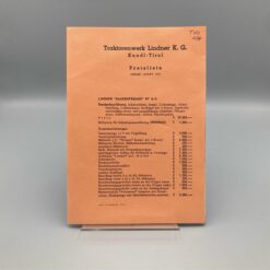LINDNER Preisliste Traktor Bauernfreund BF16N 01/1965