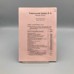 LINDNER Preisliste Traktor Bauernfreund BF22N 01/1965