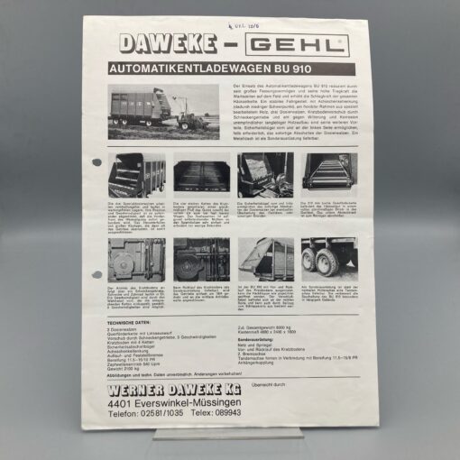 DAWEKE-GEHL Prospekt Automatikentladewagen BU910