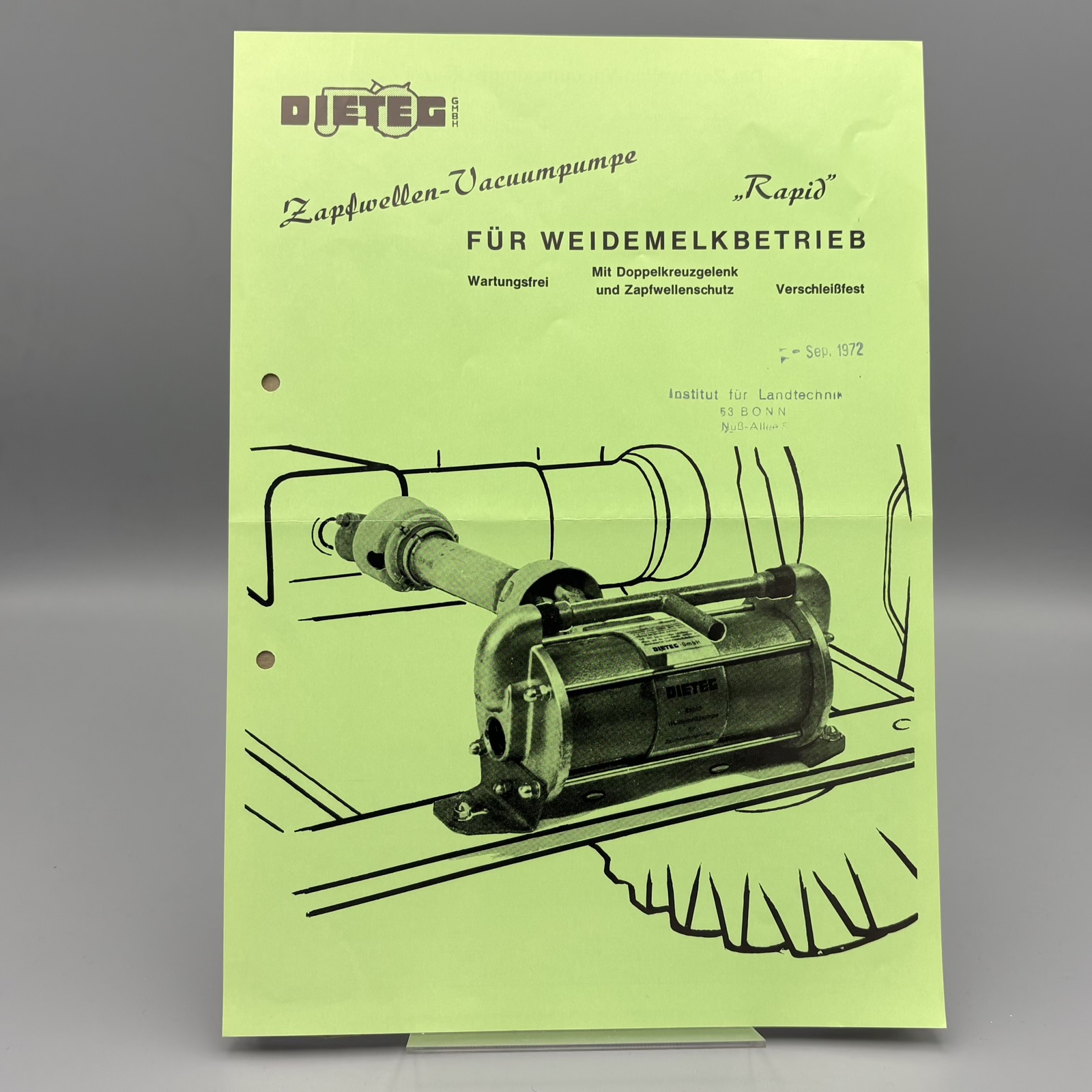 DIETEG Prospekt Zapfenwellen-Vacuumpumpe "Rapid"