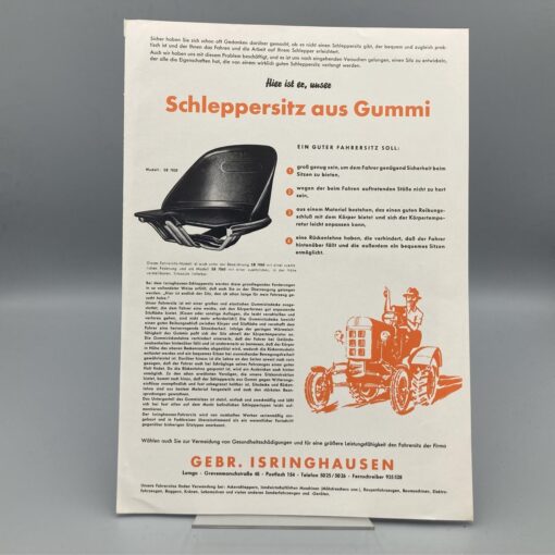 ISRINGHAUSEN Prospekt Schleppersitz aus Gummi