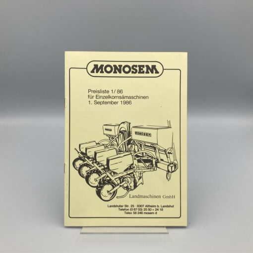 MONOSEM Preisliste 1/86 Einzelkornsämaschinen