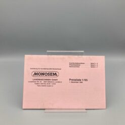 MONOSEM Preisliste 1/85 Einzelkornsämaschinen, Pflanzmaschinen, Hackmaschinen
