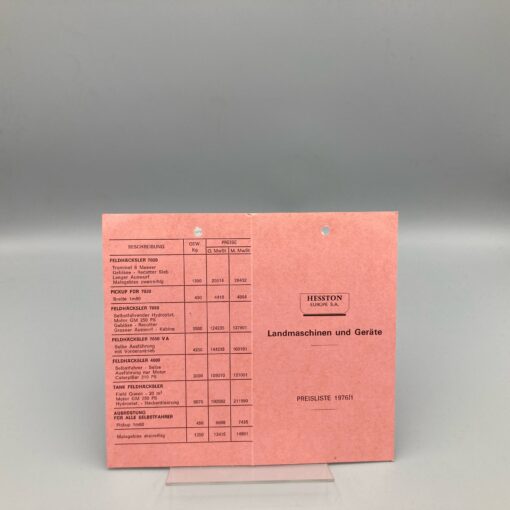 HESSTON Preisliste 1976/1 Landmaschinen und Geräte