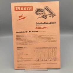 MAACK Prospekt/Preisliste Dreiseiten-Kipp-Anhänger "SATURN"