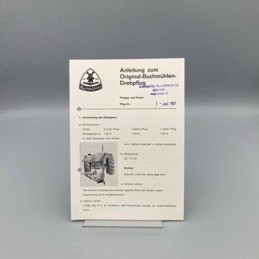 BUCHMÜHLEN Betriebsanleitung Drehpflug