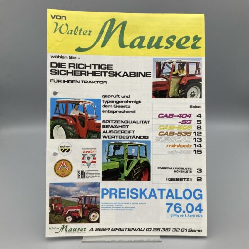 MAUSER Prospekt Sicherheitskabinen Preiskatalog 76.04, April 1976