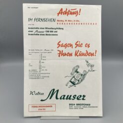 MAUSER Ankündigung Fernsehbeitrag CAB 505 Absturztest