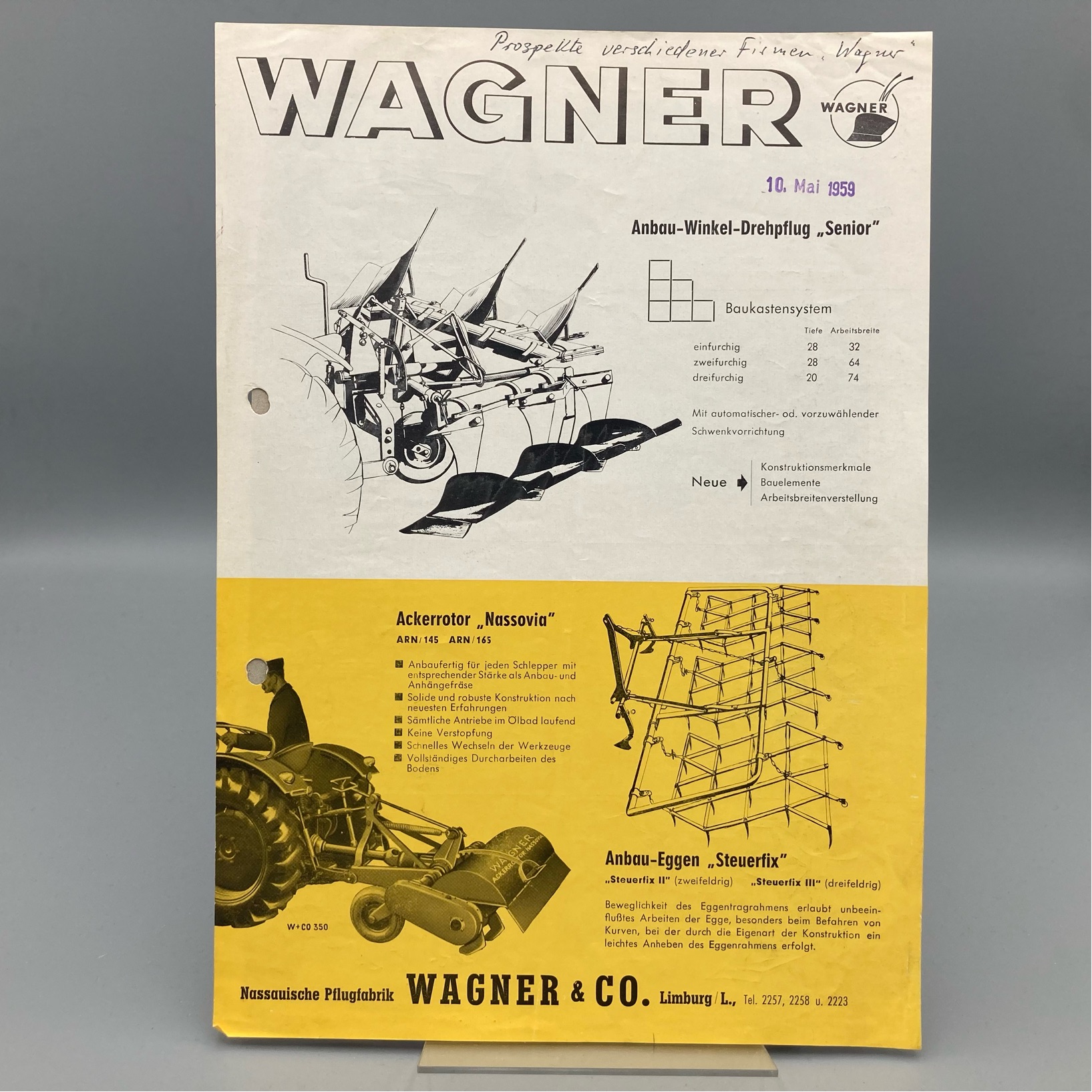 WAGNER Prospekt Programm Pflug, Eggen, Grubber usw.