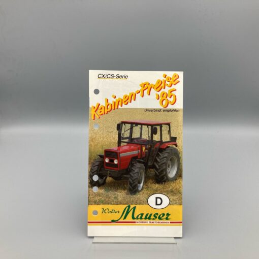 MAUSER Preisliste Kabinen 1985