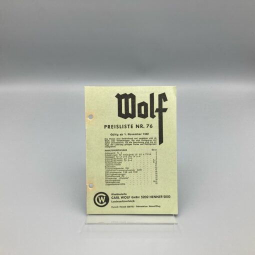 WOLF Preisliste Nr. 76, Nov. 1962