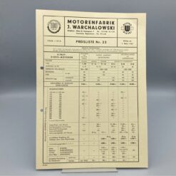 WARCHALOWSKI Preisliste Nr. 22, 03/1960, Motoren/Aggregate/Traktoren