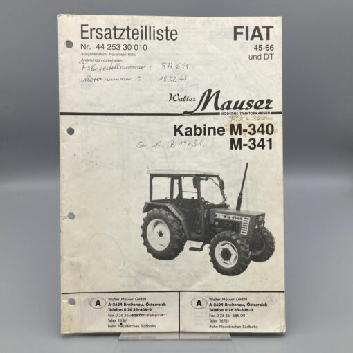 MAUSER Ersatzteilliste für FIAT Traktor Kabine M-340/M-341